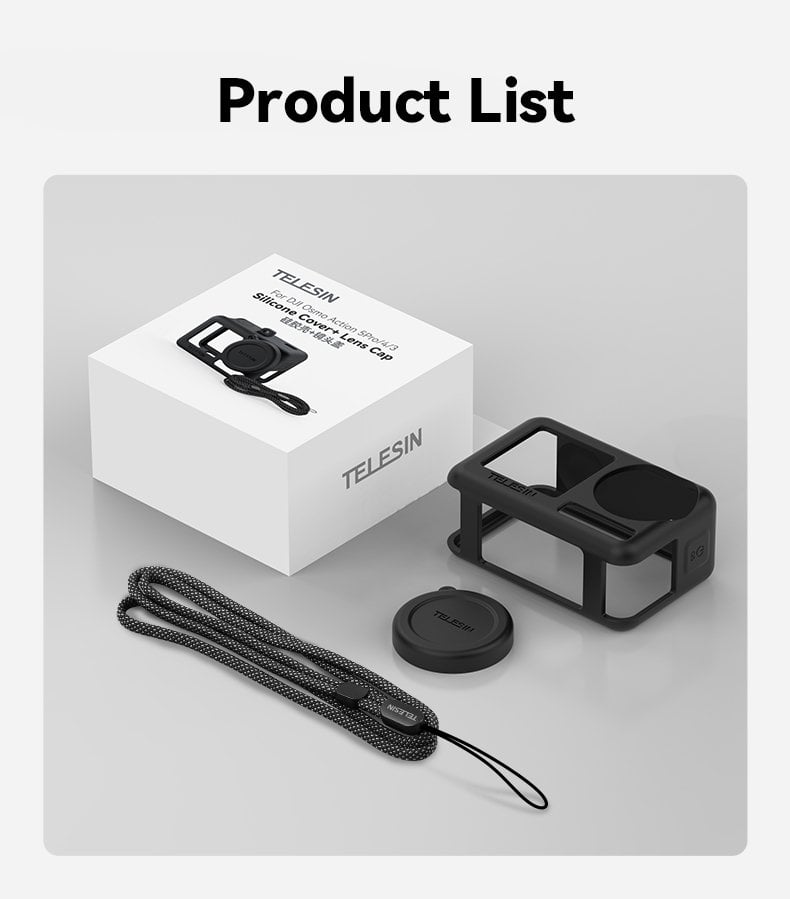 TELESIN DJI Osmo Action 5 Pro Uyumlu Silikon Kılıf kutu içeriği