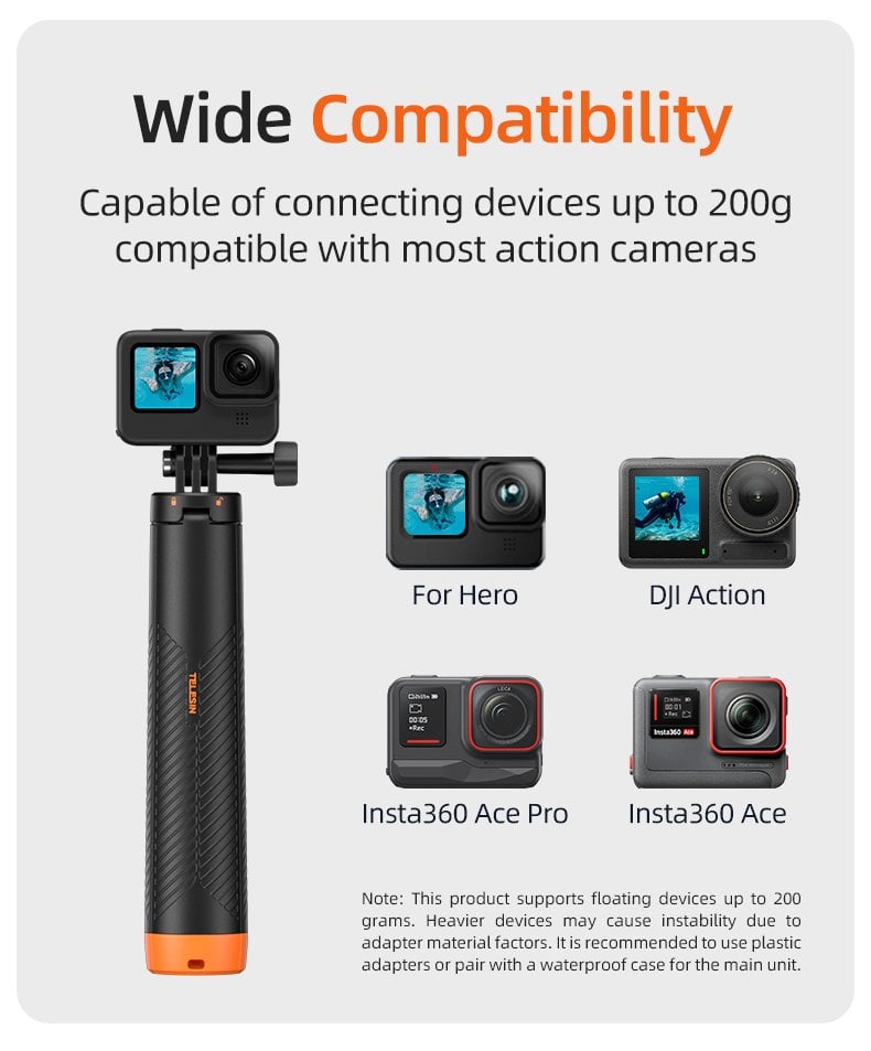 TELESIN Floating Tripod Selfie Stick