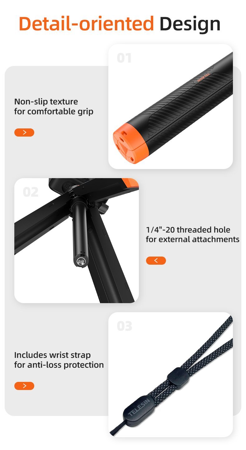 TELESIN Floating Tripod Selfie Stick