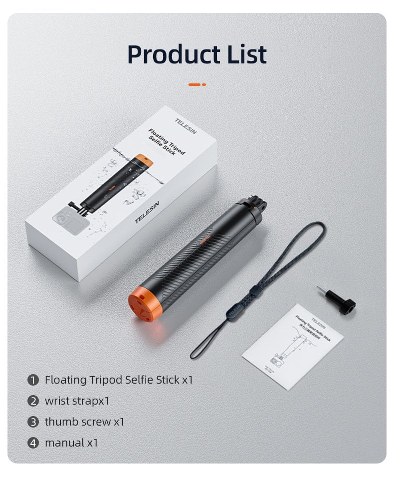TELESIN Floating Tripod Selfie Stick