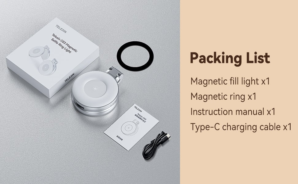 Telesin C03 Magnetic Selfie Ring Light