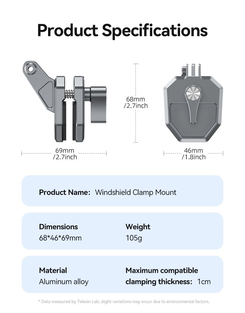 Telesin Windshield Clamp Mount