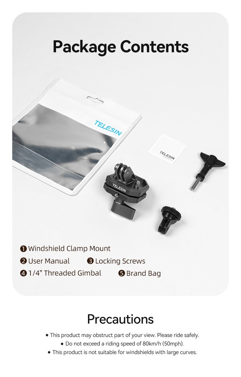 Telesin Windshield Clamp Mount