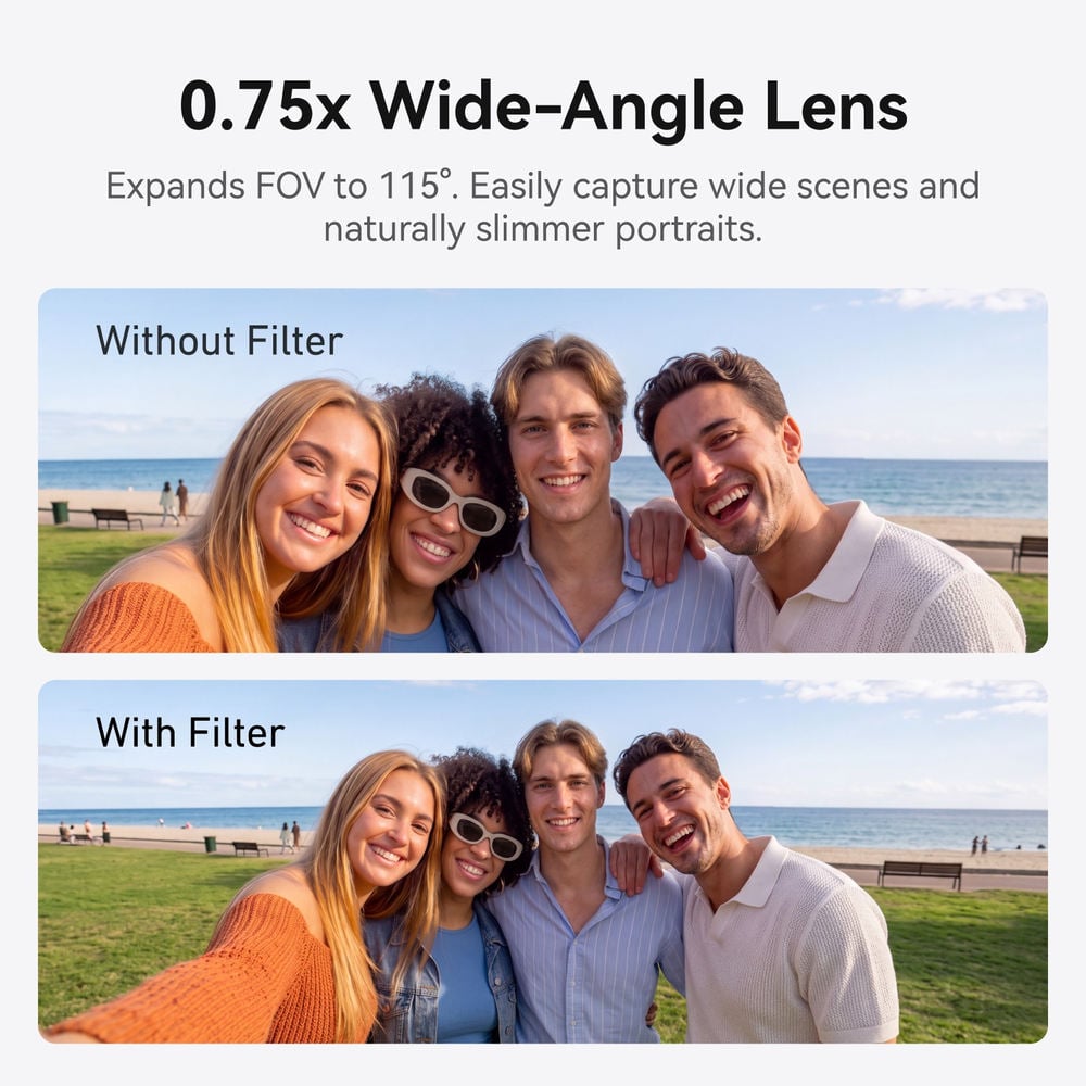 Telesin Osmo Pocket 4P Geniş Açı Lens 0.75X - 115 derece görüş açısı