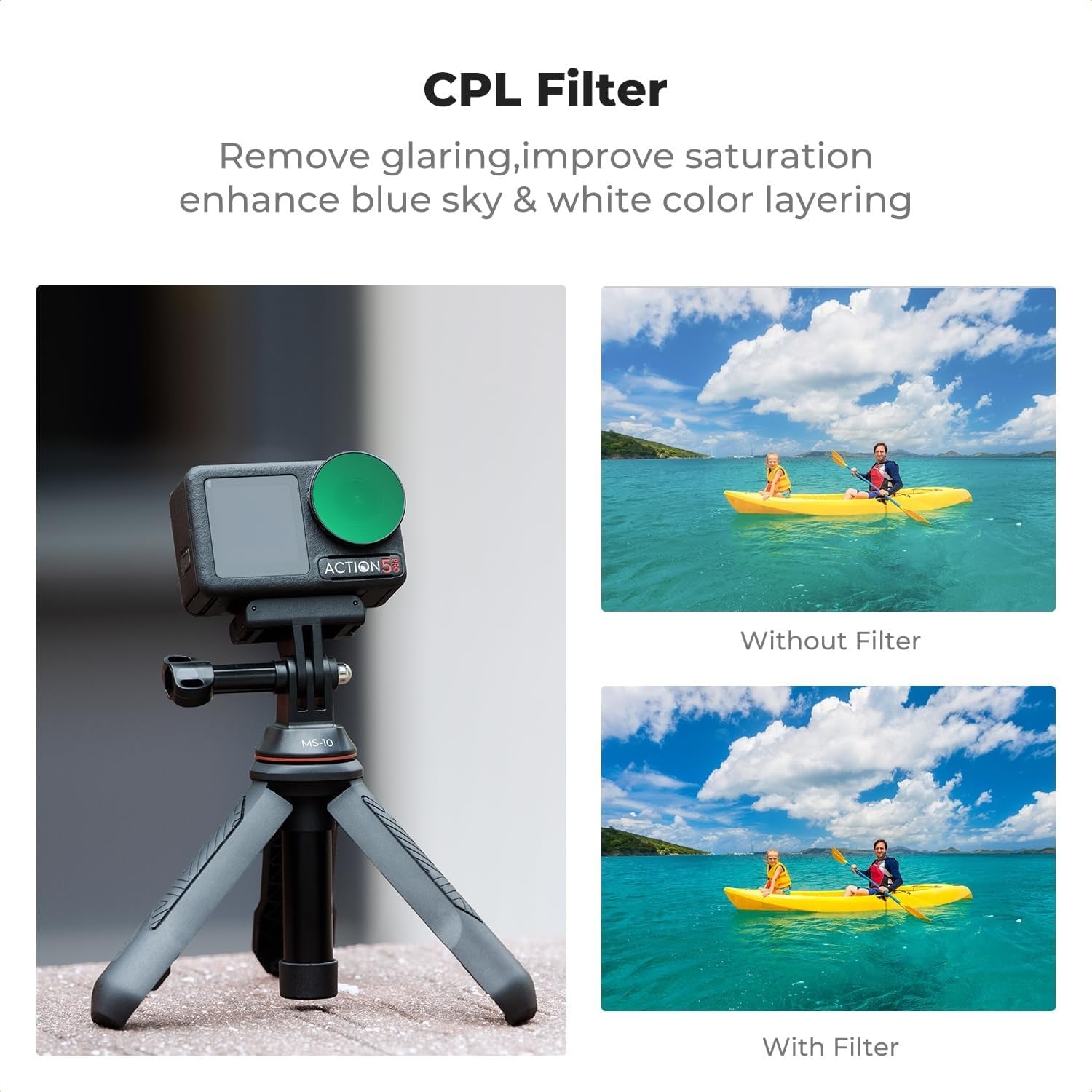 Osmo Action 5 Pro CPL filtre ile ve filtresiz deniz çekimi karşılaştırması