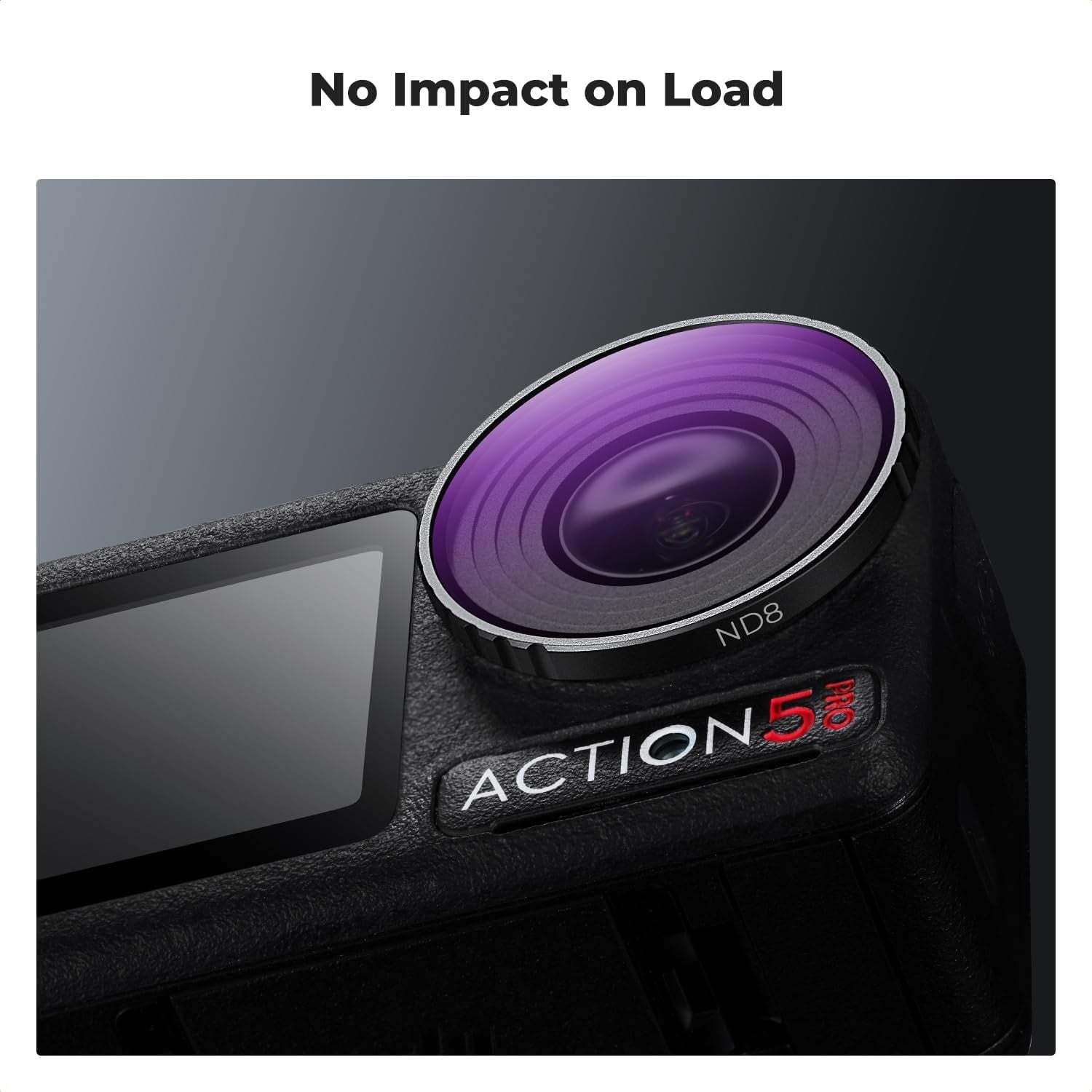 K&F Concept Osmo Action 5 Pro ND8 filtre takılı görünüm