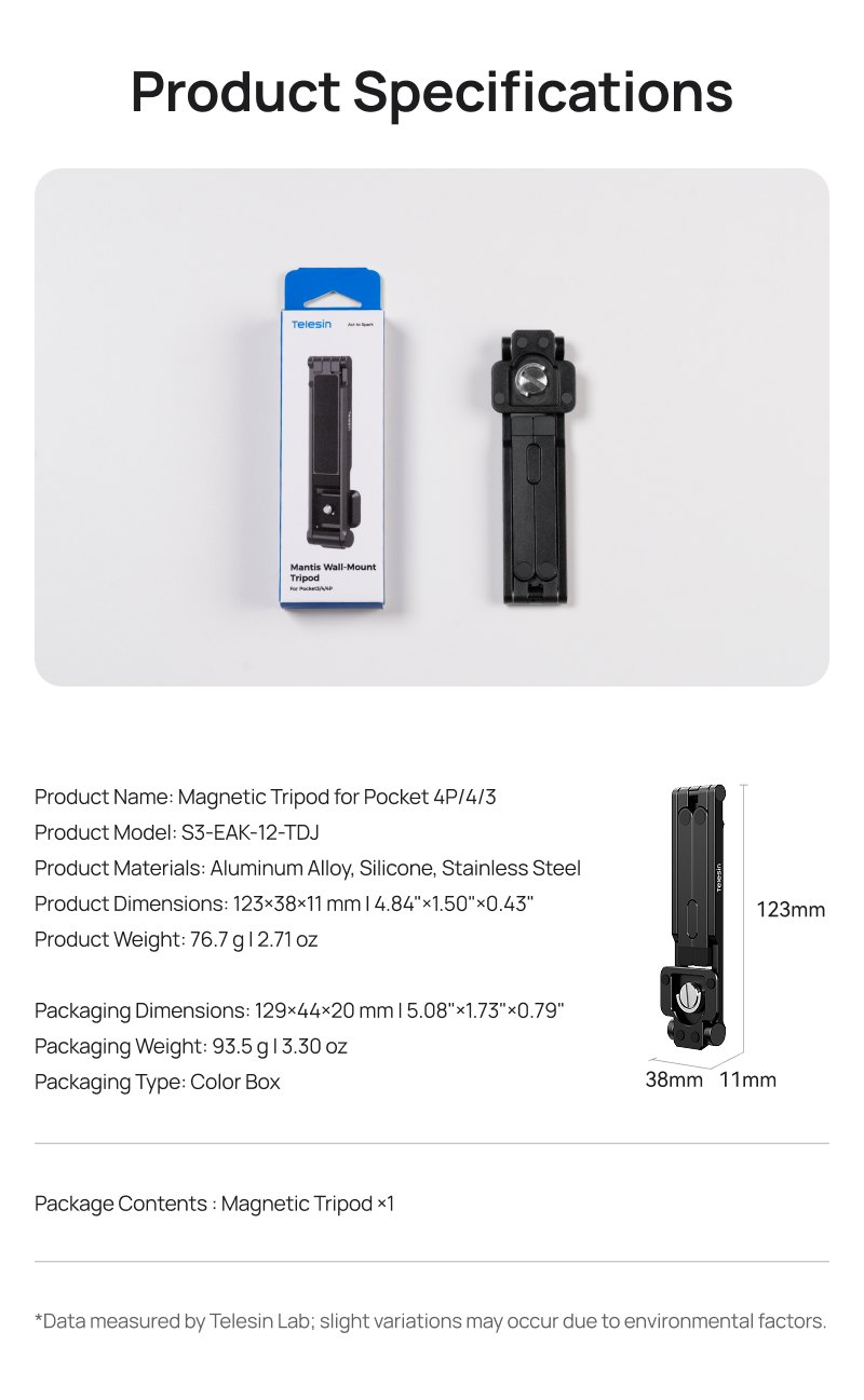 Telesin manyetik tripod teknik özellikler
