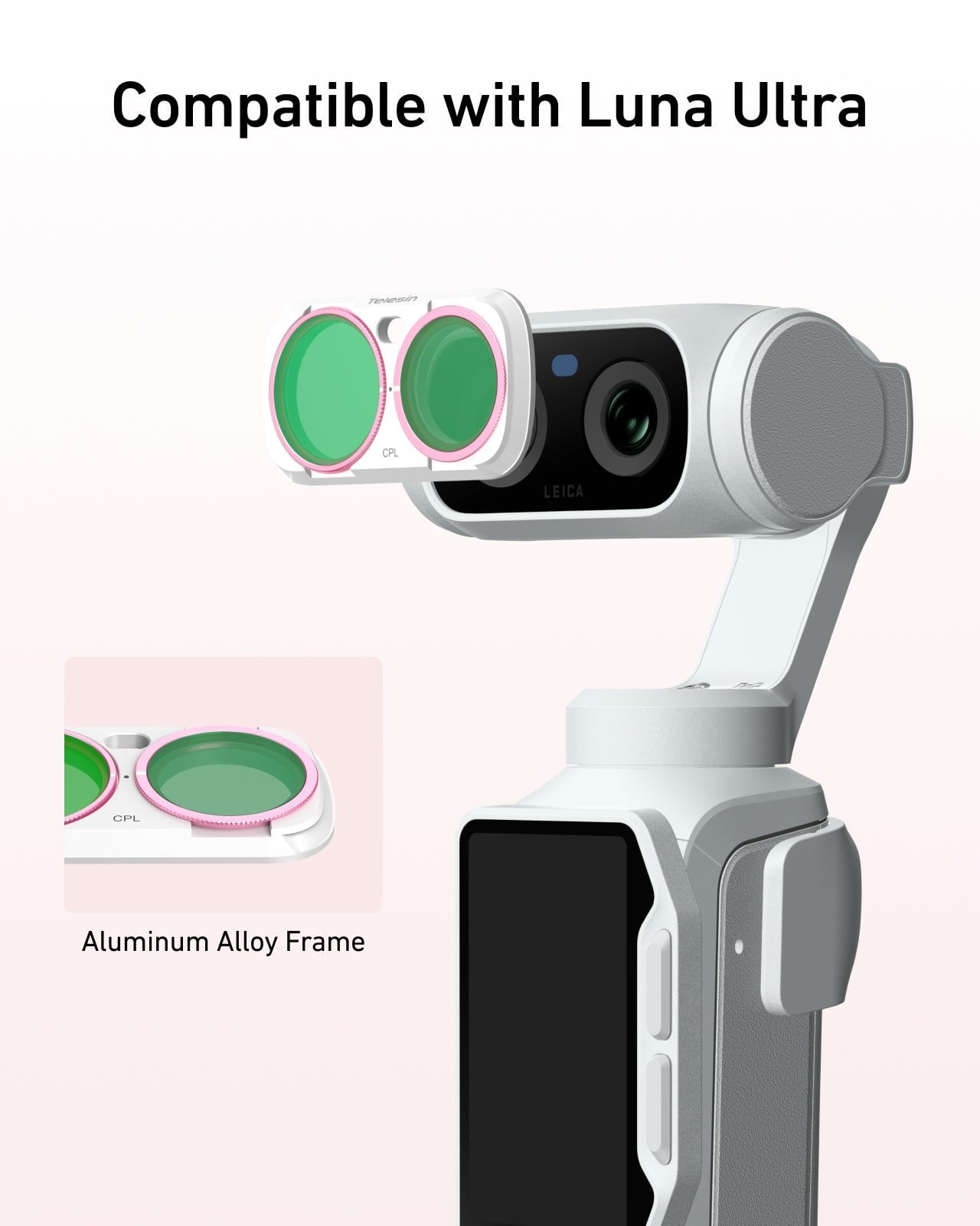 Luna Ultra manyetik filtre kiti, Telesin, alüminyum çerçeve, Insta360 Luna Ultra uyumlu