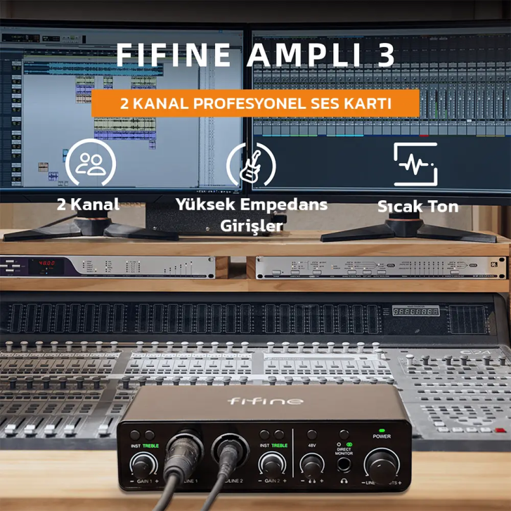Fifine Ampli 3 USB Stüdyo Ses Kartı (2 Kanal)