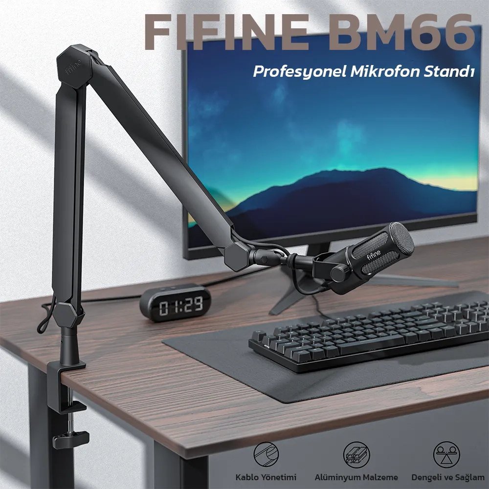 Fifine BM66 Profesyonel Masaüstü Mikrofon Standı