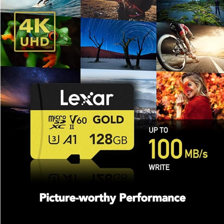 Lexar Micro SDXC 128GB V60 Professional Gold Serisi 