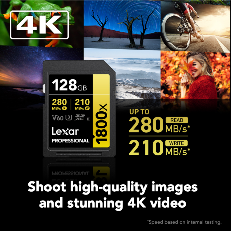 Lexar Professional 128GB V60 1800x SDXC UHS-II