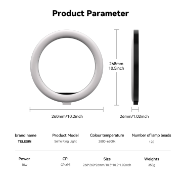 Telesin Selfie Ring Light (10inç)