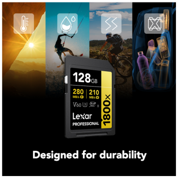 Lexar Professional 128GB V60 1800x SDXC UHS-II