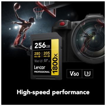 Lexar Professional 256GB V60 1800x SDXC UHS-II
