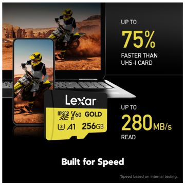 Lexar Micro SDXC 256GB V60 Professional Gold Serisi