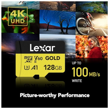 Lexar Micro SDXC 128GB V60 Professional Gold Serisi