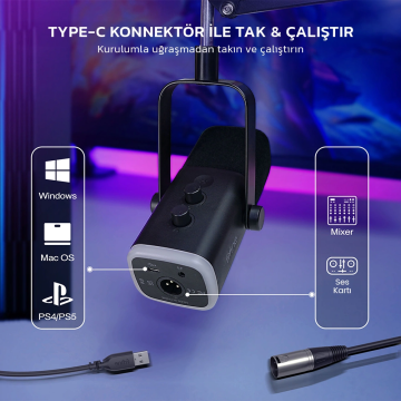 Fifine  Ampligame AM8T USB Mikrofon Seti