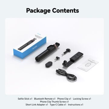 TELESIN Remote Selfie Stick (DJI, GoPro ve Cep Telefonu Uyumlu)