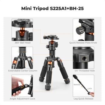 K&F Concept Masaüstü Mini Tripod (52cm)