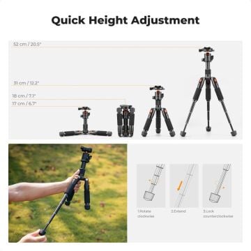 K&F Concept Masaüstü Mini Tripod (52cm)