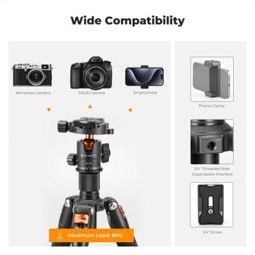 K&F Concept Masaüstü Mini Tripod (52cm)