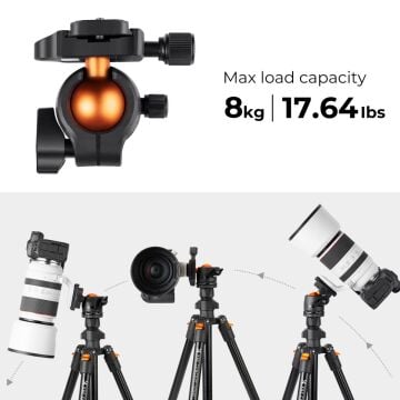 K&F Concept 163cm Alüminyum Tripod (O234A1+BH-36)