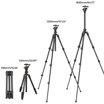 K&F Concept 163cm Alüminyum Tripod (O234A1+BH-36)