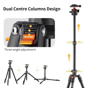 K&F Concept 163cm Alüminyum Tripod (O234A1+BH-36)