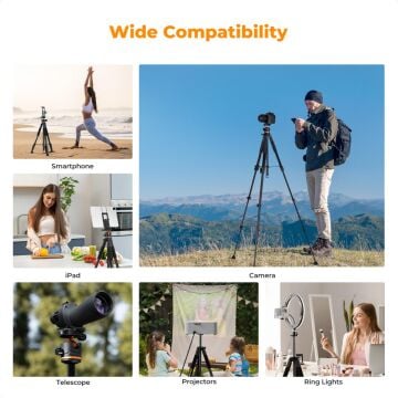 K&F Concept 190cm Alüminyum Tripod (S255A3+BH-36)