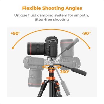 K&F Concept 200cm Alüminyum Tripod (O234A7+FH-03)
