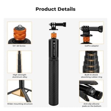 K&F Concept Görünmez Selfie Çubuğu & Tripod (120cm)