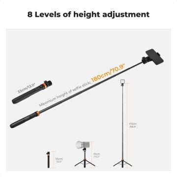 K&F Concept Bluetooth Selfie Çubuğu & Tripod (175cm)