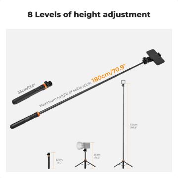 K&F Concept Bluetooth Selfie Çubuğu & Tripod (175cm)