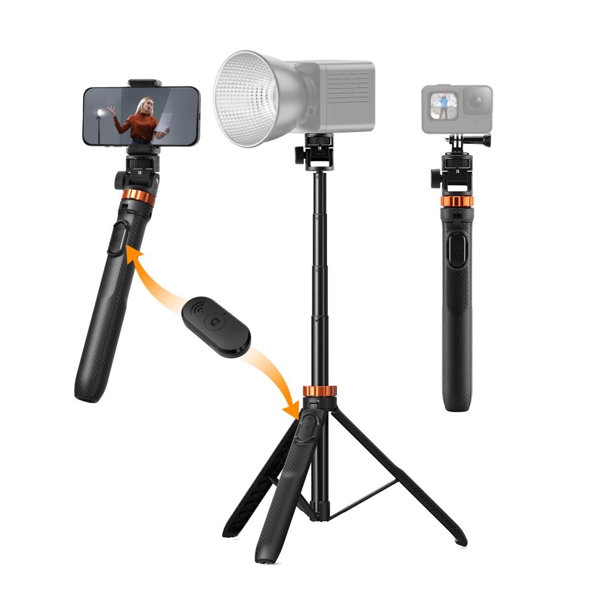 K&F Concept Bluetooth Selfie Çubuğu & Tripod (175cm)