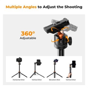 K&F Concept Bluetooth Selfie Çubuğu & Tripod (158cm)