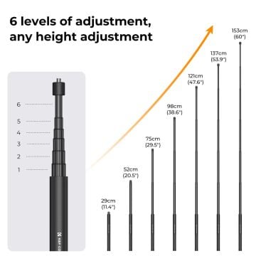 K&F Concept Görünmez Selfie Çubuğu (153 cm)