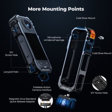 K&F Concept Insta360 X5 için Alüminyum Kafes