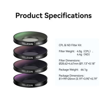 TELESIN Insta360 Go Ultra ND Filtre Seti (CPL+ND8/16/32)