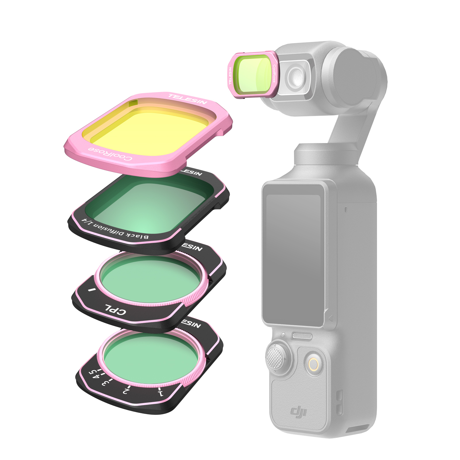 Osmo Pocket 4 Filtre Seti (VND + 1/4 Black Mist + Cool Rose + CPL)