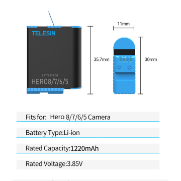 Telesin GoPro HERO8 Yedek Batarya (HERO5/6/7 Uyumlu)