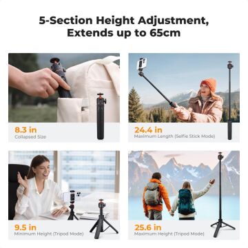 K&F Concept Mini Selfie Çubuğu & Tripod (65cm)
