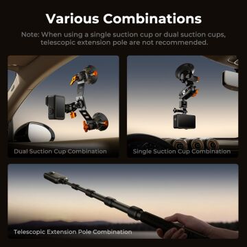 K&F Concept 3 in 1 Suction Cup Mount Kit + Extension Pole