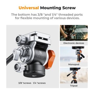 K&F Concept Profesyonel Video Tripod Başlığı