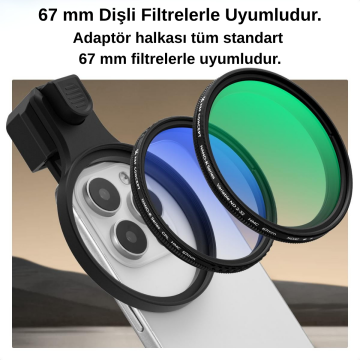 K&F Concept Cep Telefonu için 67 mm Filtre Adaptörü