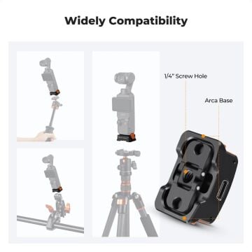 K&F Concept Osmo Pocket 3/4 için Type-C Şarj Soketli Genişleme Braketi