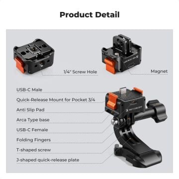K&F Concept Osmo Pocket 4 için Şarj Soketli Stand