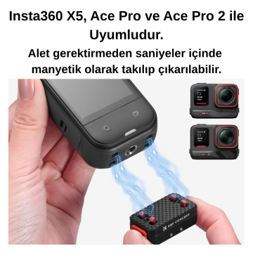 Insta360 X5 için Manyetik Katlanabilir Hızlı Çıkarma Adaptör