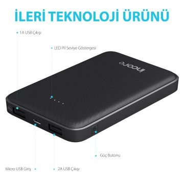 INCORE inPower 10000 mAh Siyah Taşınabilir Şarj Cihazı Powerbank