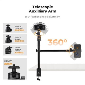 K&F Concept Kamera ve Telefon Masaüstü Montaj Standı